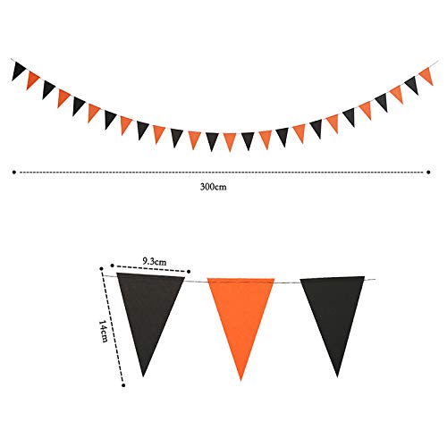 Halloween & Party Triangle Banner Flags 20ft Paper Garland Set - Orange & Black