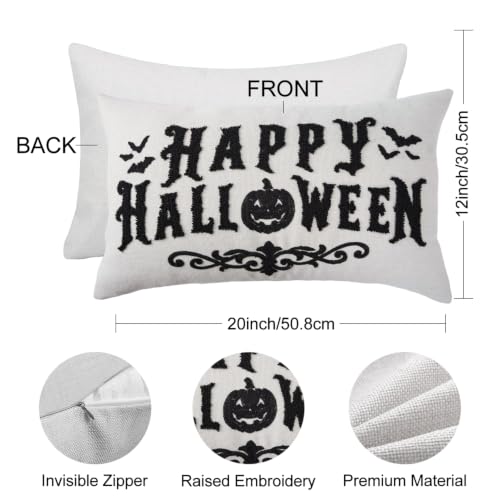 Halloween Pillow Covers 12x20 Inch Gothic White Decor for Sofa Bed Home