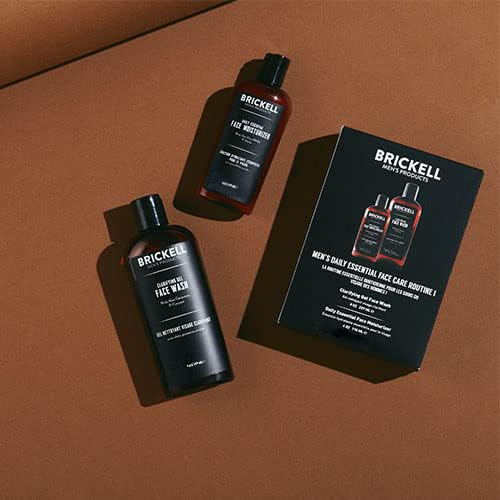 Brickell Men's Skincare Gift Set - Daily Essential Face Care Routine with Gel Cleanser & Moisturizer