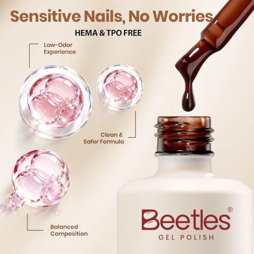 Beetles Builder Nail Gel Kit - F-Maple Ember, 8-in-1 HEMA & TPO-Free