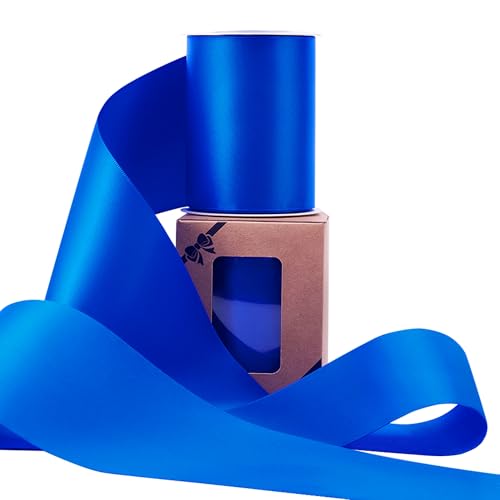3 Inch Electric Blue Double Face Satin Ribbon for Bows & Gift Wrapping - 10 Yards