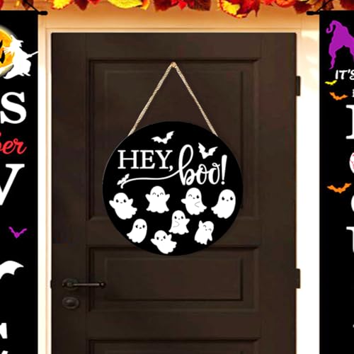 Halloween Wooden Ghost Door Wreath - Halloween-35 - Front Door Wall Decor