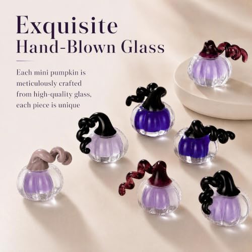 Purple Glaze Pumpkin Figurine Set - Halloween Home Decor - 4 Pieces