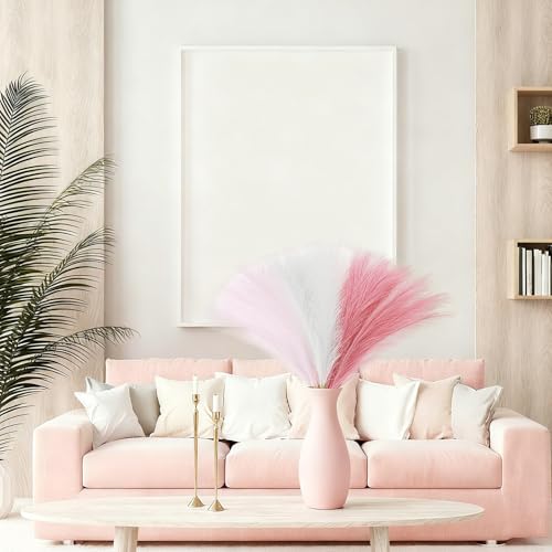 Artificial Pampas Grass Set - Blush Pink White, 30 pcs, 21.6" Faux Flower Decor