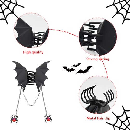 Halloween Bat Claw Hair Clips with Spider Decorations - Metal Costume Accessories