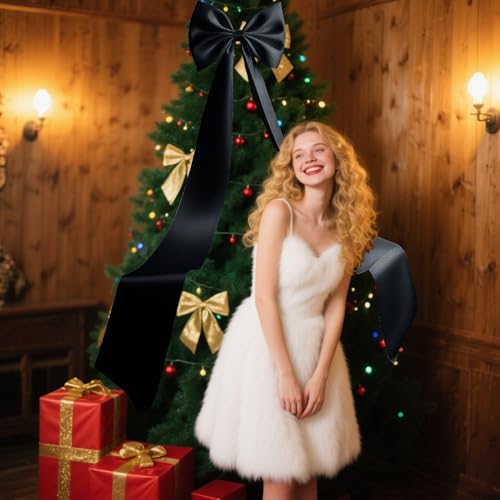 Giant Black Satin Bow Decoration - 75x18 Inch Holiday Wall & Tree Decor - Variation of THIS listing
