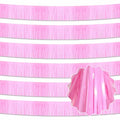 Macaron Pink Foil Fringe Garland - 6 Pack 10 Ft Party Wall Decor with Variation A