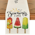 Ice Cream Watermelon Table Runner - Summer Seasonal Decor, 13 x 108 Inch Beige
