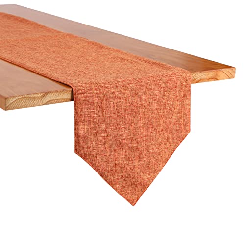 Farmhouse Burlap Cotton Linen Table Runner 12x70 Inch - Orange, Rustic Decor