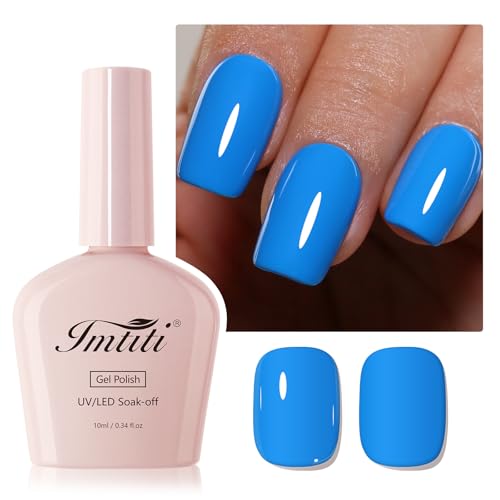 Bright Blue Gel Nail Polish 10ML - Vivid Sky Blue, Long Lasting, High Gloss, UV/LED Cure