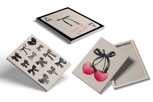 12x16 Inch Framed Pink Coquette Wall Art Set of 3 Black Bows Dorm Room Decor Girls Bedroom