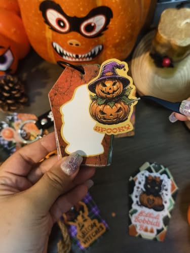 Halloween Keychain Stickers Pack Set with Pumpkin & Ghost Elements - Black Variation