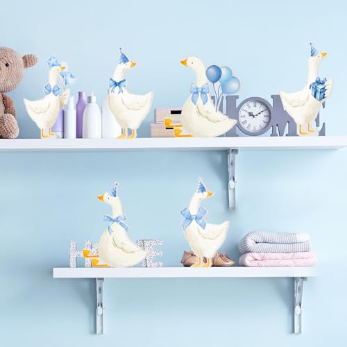 Blue Silly Goose Birthday Party Decorations - 6 Wooden Table Centerpieces for 1st Birthday