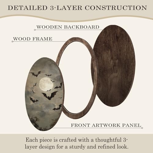 Dark Academia Gothic Bat Moon Framed Wall Art - Variation: Bat Moon