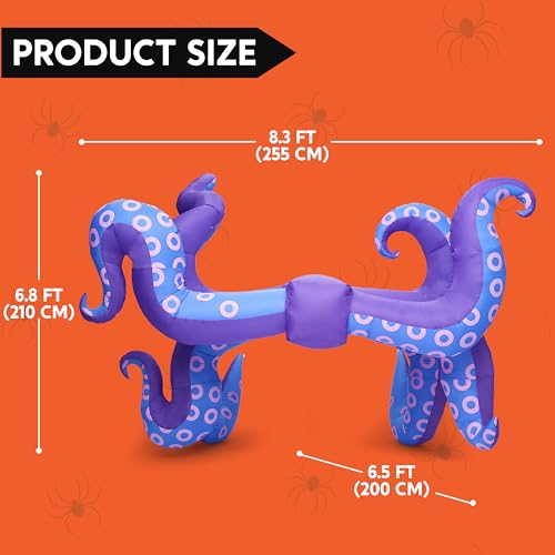 Inflatable Halloween Car Decor with Octopus Tentacles & LEDs for Outdoor Trunk or Treat