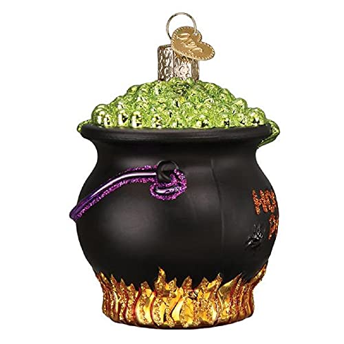 Halloween Cauldron Glass Ornament for Christmas Tree, Handcrafted Holiday Decor