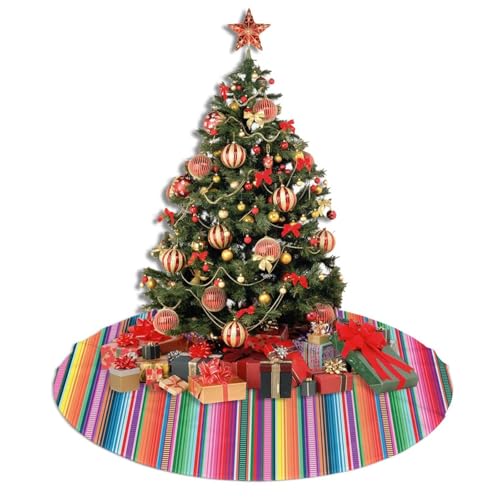Majoug Mexican Blanket Serape Stripe Christmas Tree Skirt 36" Holiday Decor