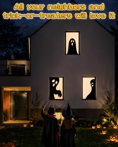 Ghost Halloween Window Silhouette Decorations - 3 Pack, Large 47x31.5 Inches, Ghost Style 1