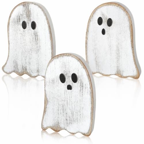 Distressed White Ghost Halloween Table Decorations Set - Farmhouse Style