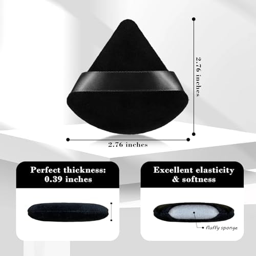 Black Triangular Powder Puff Makeup Sponges Set - Soft Velvet, Contouring & Eye Makeup Tools