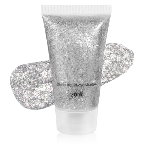 Mysense Silver Body Glitter Gel - Chunky Sequins & Fine Glitter for Face Hair & Body - Variation #06 Silver