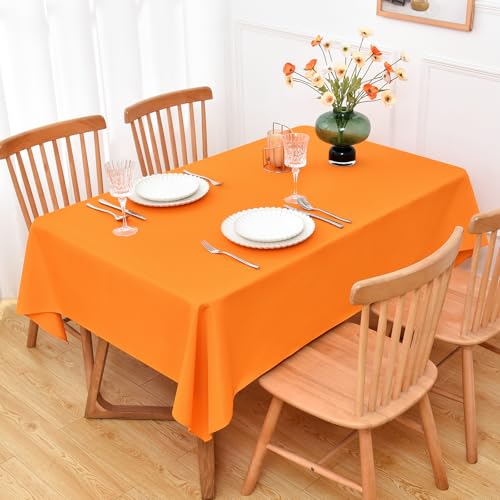 NEWISHER Orange Rectangle Tablecloth 60 x 102 Inches for 6 Foot Tables - Solid Color