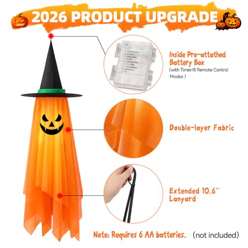 Halloween Outdoor Decorations 4ft Hanging Decor with Timer & Remote Control - Orange & White 2 Pack