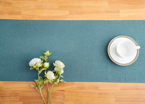 Modern Dark Green Cotton Table Runner 13x72 Inches Farmhouse Style - Winotic