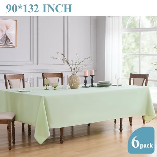 VidaFete 6 Pack Sage Green Rectangle Tablecloth 90x132 Inches for 6ft Tables - Variation: Sagegreen / 132"x90"