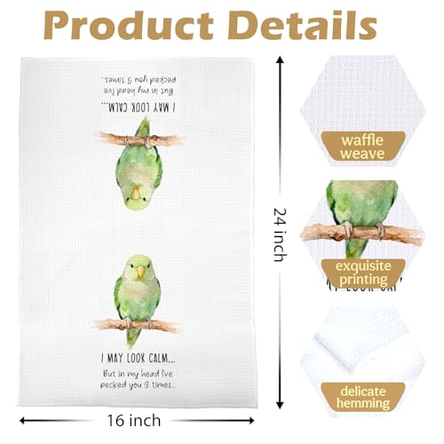 Parrot Kitchen Towels - Bird Lover Decorative Waffle Dish Towels - Parrot-01