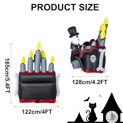 5.5 ft Halloween Inflatable Skeleton with LED Lights for Outdoor Decorations