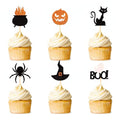 Halloween Cupcake Toppers 24PCS Ghost Pumpkin Cat Witch Cap Spider - Colorful
