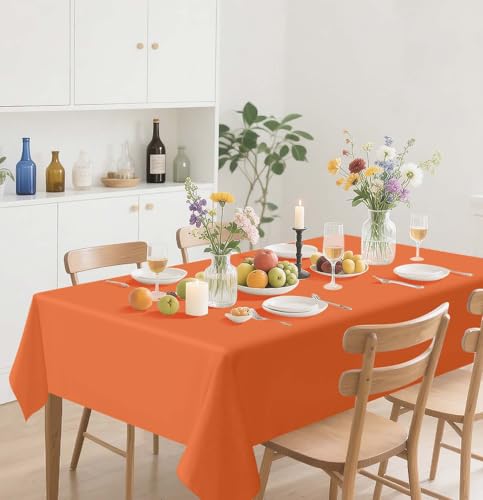 Disposable Orange Rectangle Tablecloth - 2 Pack, 54 x 108 Inches, Waterproof Party Cover