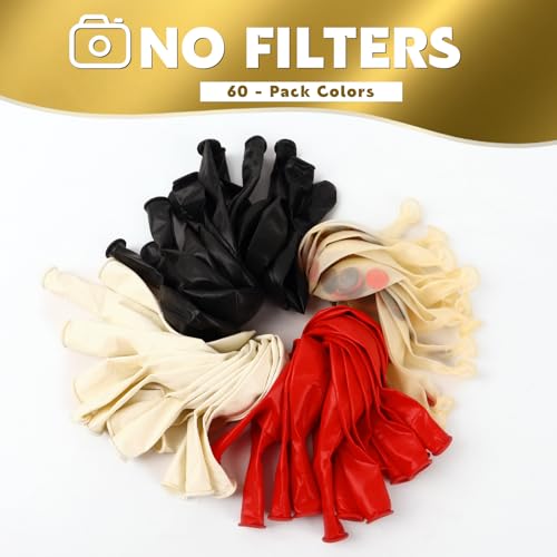 Black Red Confetti Balloon Kit - 60 Latex Balloons for Party Decorations