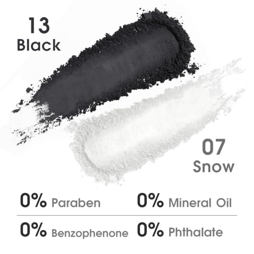 Black and White Eyeshadow Palette Kit - Matte Smokey Gothic Makeup, 07 Snow + 13 Black
