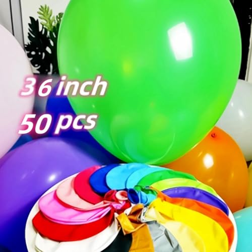 Colorful 36 Inch Latex Balloons Pack of 50 - Giant Party Balloons for Events