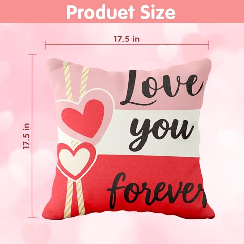 Red Valentine's Day Pillow Covers 18x18 Inch Heart Throw Pillow Cases - Indoor Outdoor Decor