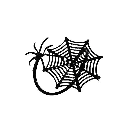 Halloween Spider Web Napkin Ring Set 4pcs - Festive Table Decor, Black+Red Variation