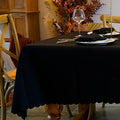 Black Rectangular Tablecloth 60 x 120 Inches + 6 Napkin Cloths - For Dining & Events