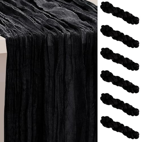 Black Cheesecloth Table Runner - 35x120 Inch, Pack of 6 - Elegant Table Decor