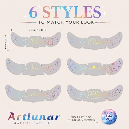 Holographic Multicolor Face Glitter Makeup Patches for Festivals & Parties - 12Pcs