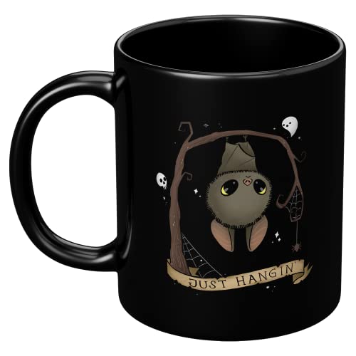 Halloween Hanging Bat Coffee Mug - Spooky Cute Ceramic Cup for Hot & Cold Beverages