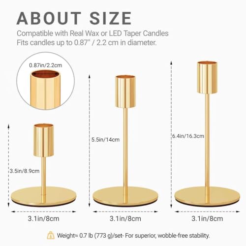 54-Piece French Gold Taper Candle Holders Set for Wedding & Party Decoration - Variation of THIS listing