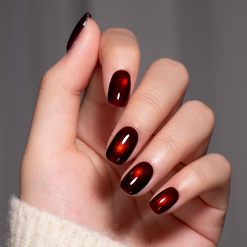Magnetic Cat Eye Gel Nail Polish - Cherry Bomb, 15 ML, Unique Rainbow Effect