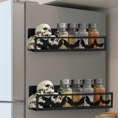 Beeveer Magnetic Spice Rack for Refrigerator - Bat/Black, 2 Pack