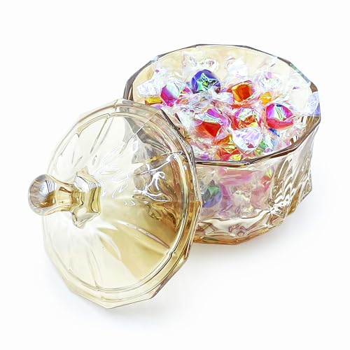 8oz Amber Glass Candy Jar with Lid - Small Decorative Storage Container