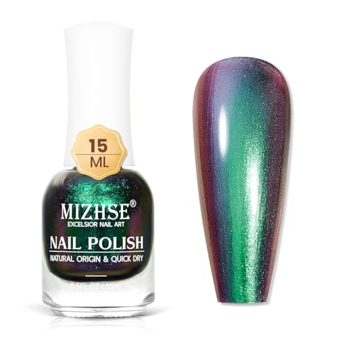 Chameleon Nail Polish - Green Color Shifting Fast Drying 15ml - MIZHSE