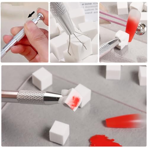 Ombre Nail Sponges with Grabbing Pen - 100 Mini Manicure Tools for Gradient & Aura Nail Art