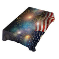 American Flag Fireworks Tablecloth - 120 x 60 Inch Rectangular Party Decor