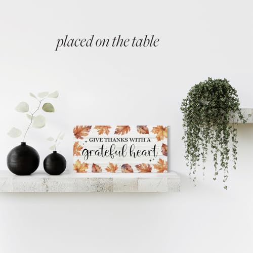 Give Thanks With a Grateful Heart Thanksgiving Wooden Wall Plaque 12x6 Inch Home Decor